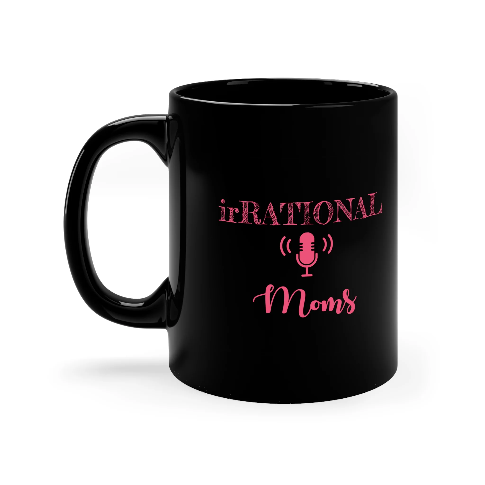 irRational Moms 11oz Black Mug (logo in pink) - Image 3