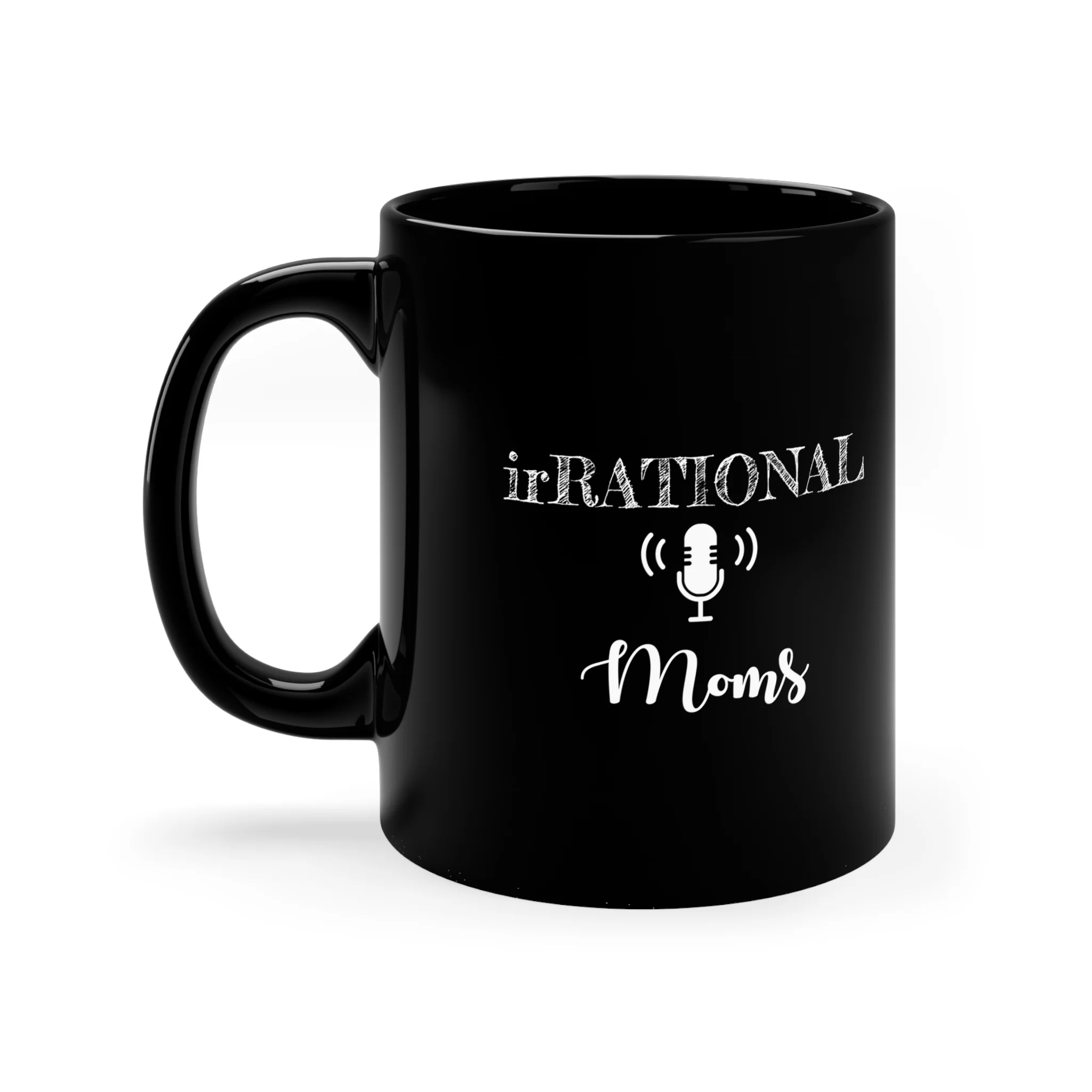 irRational Moms 11oz Black Mug (logo in white) - Image 3