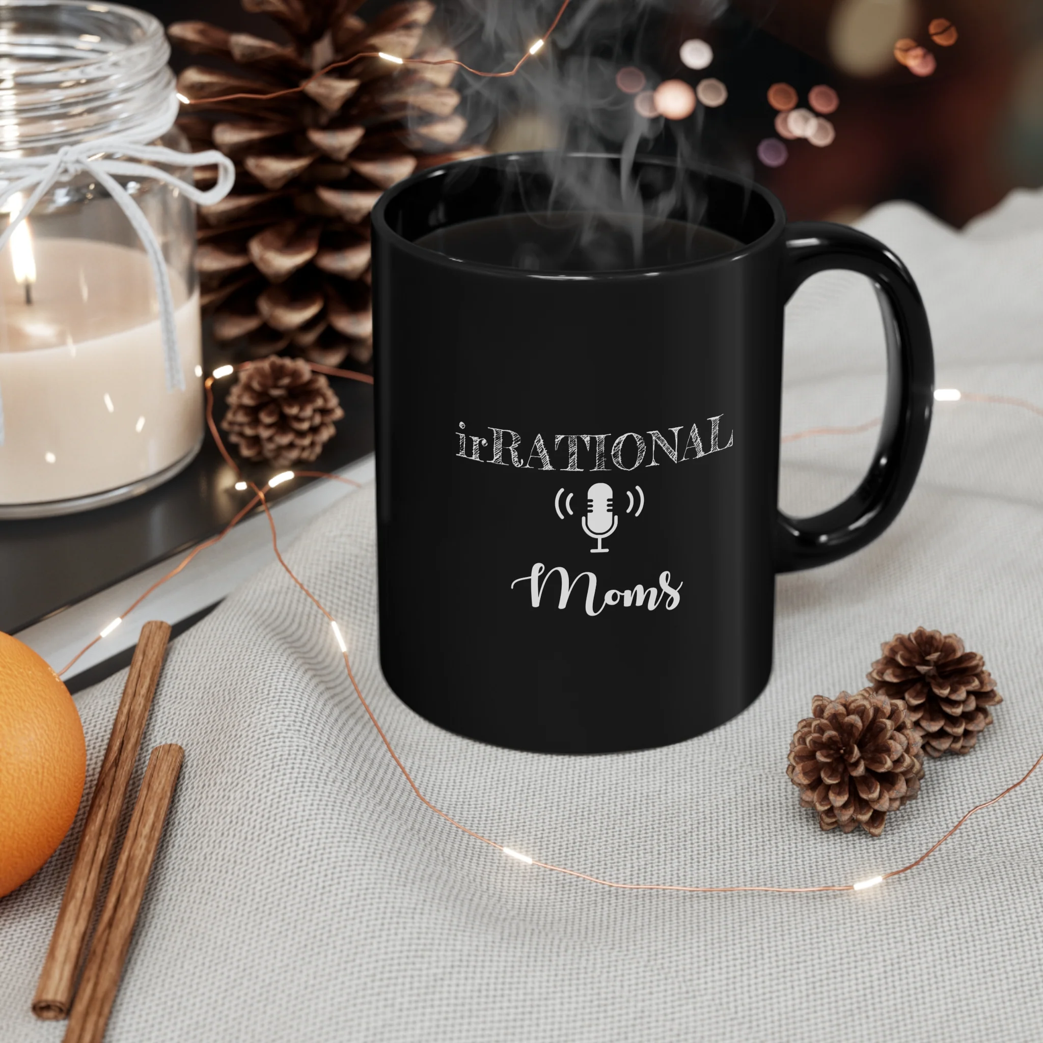 irRational Moms 11oz Black Mug (logo in white) - Image 4